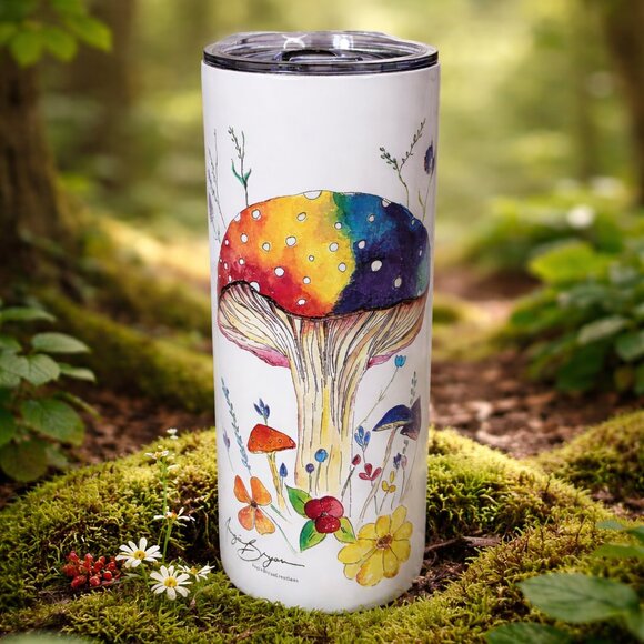 Angie Bryan Creations Other - Rainbow Mushroom Tumbler 20oz Stainless Steel | Cottagecore Fairycore Woodland
